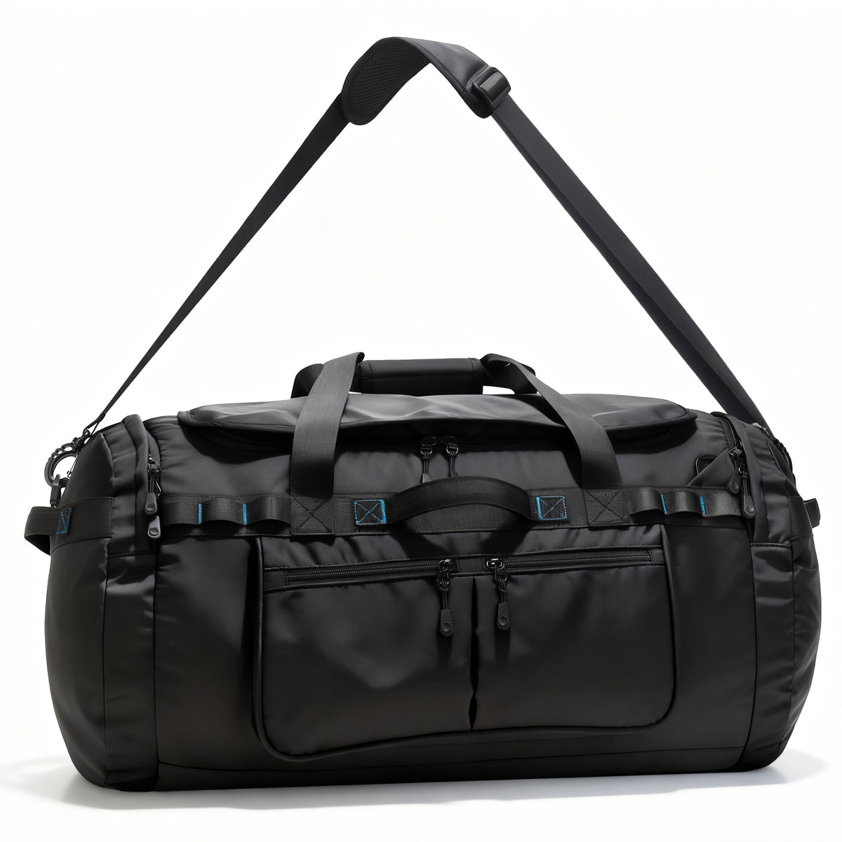 YOUNGOA Travel Duffle Backpack with Shoe Compartment – Waterproof Gym Bag with Backpack Straps, Black