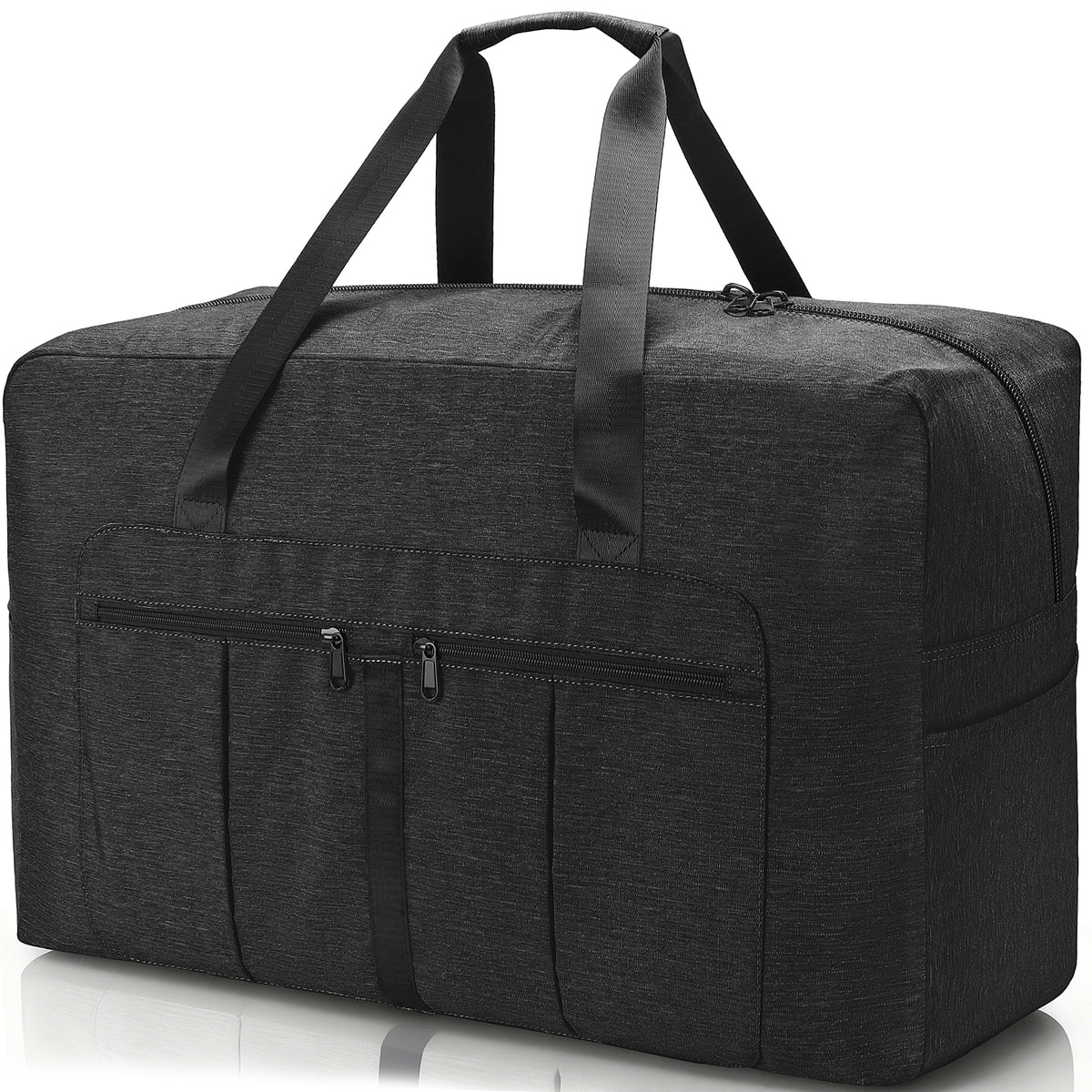 YOUNGOA Large Duffle Bag – Foldable Travel Luggage with Trolley Sleeve, Water-Resistant & Tear-Proof, Black