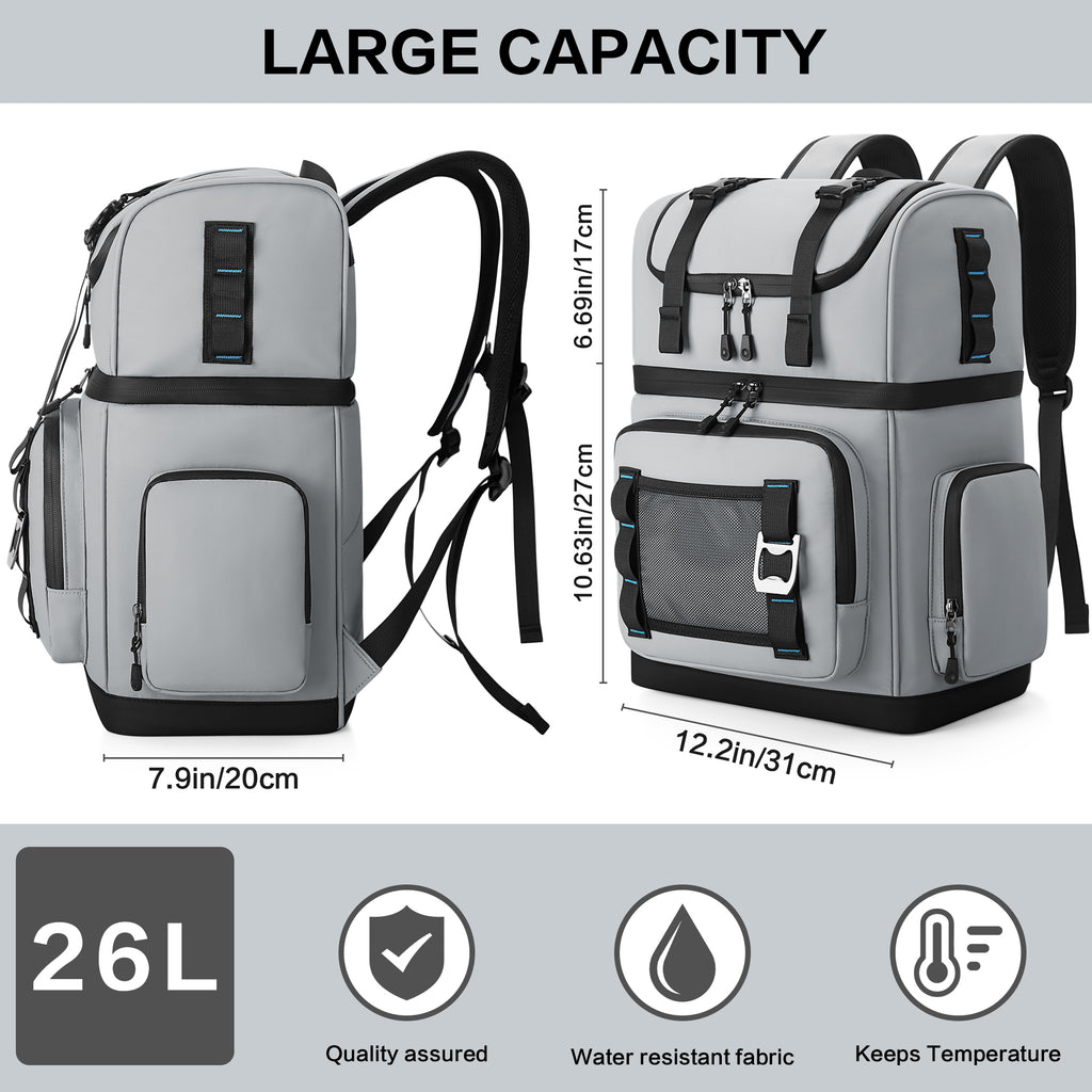YOUNGOA 26L Insulated Cooler Backpack – 44-Can Leakproof Travel Backpack Cooler for Beach, Camping & Hiking