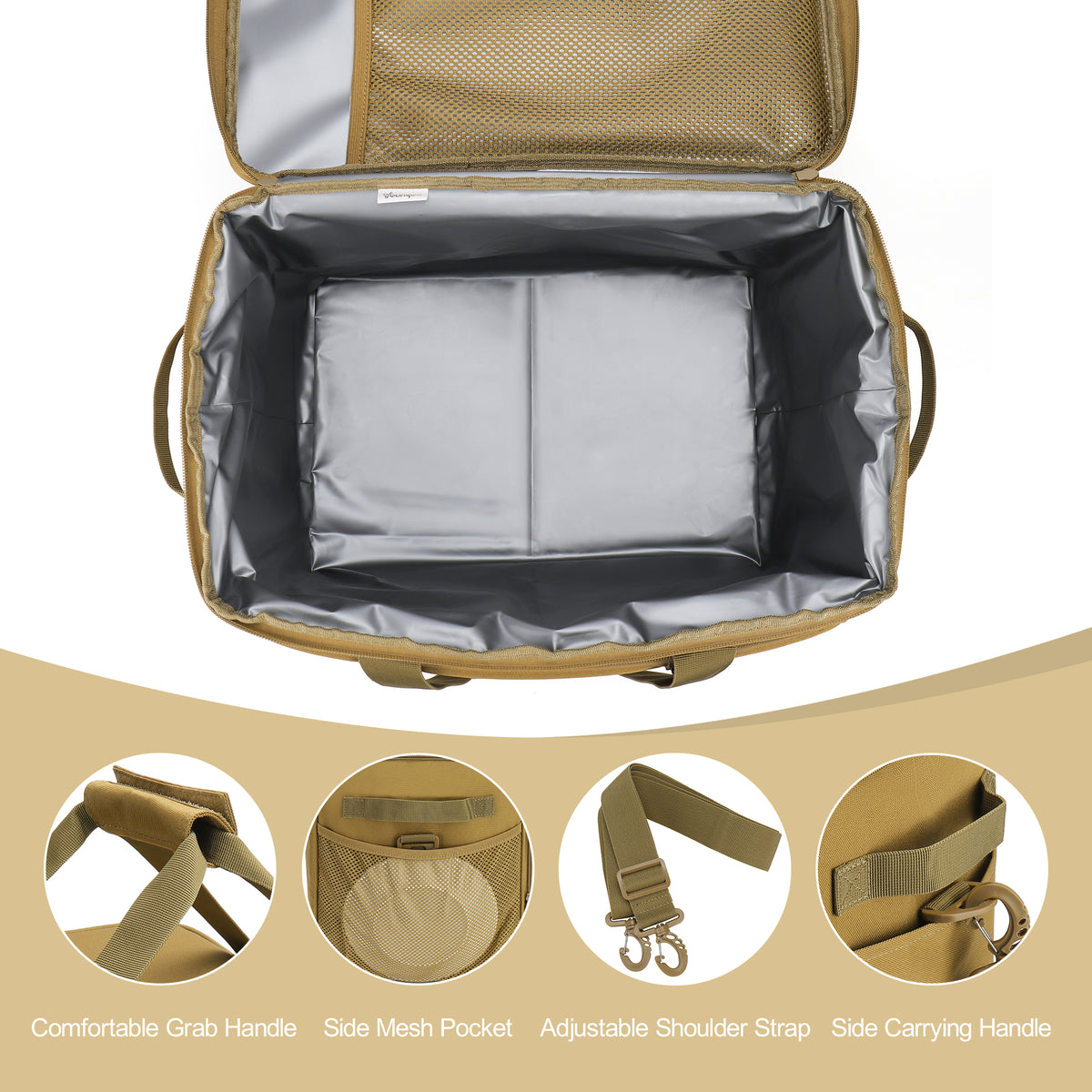 YOUNGOA Large 32L Insulated Soft Cooler Bag – Collapsible Ice Chest for 48 Cans, Portable Cooler for Beach, Camping & Travel