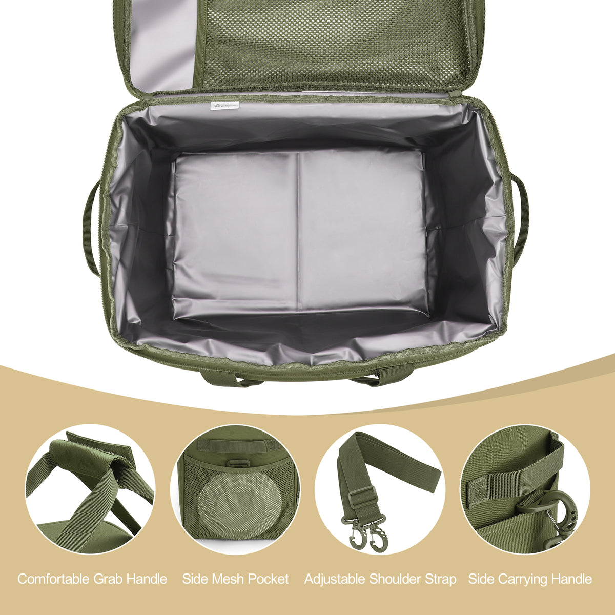 YOUNGOA Large 32L Insulated Soft Cooler Bag – Collapsible Ice Chest for 48 Cans, Portable Cooler for Beach, Camping & Travel