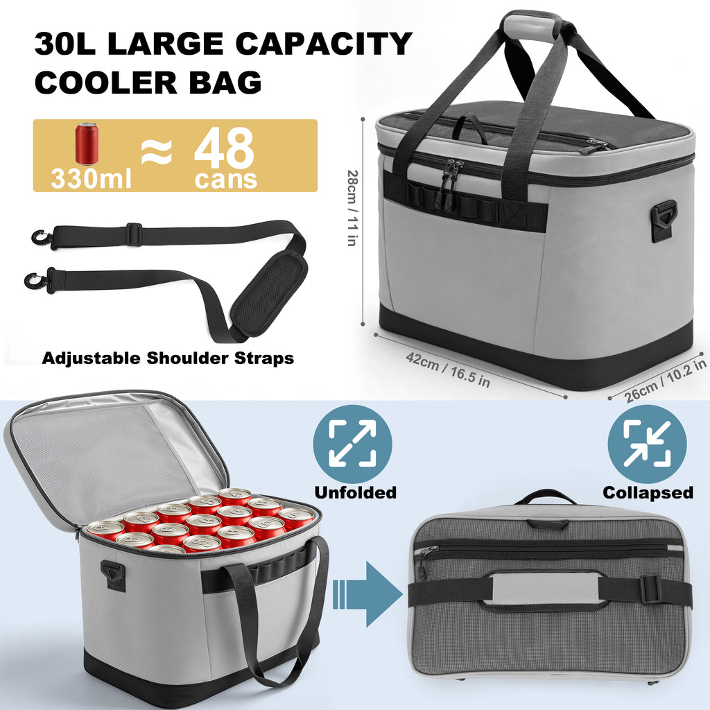 YOUNGOA 48-Can Insulated Cooler Bag 30L – Collapsible, Leakproof & Waterproof Soft Ice Chest