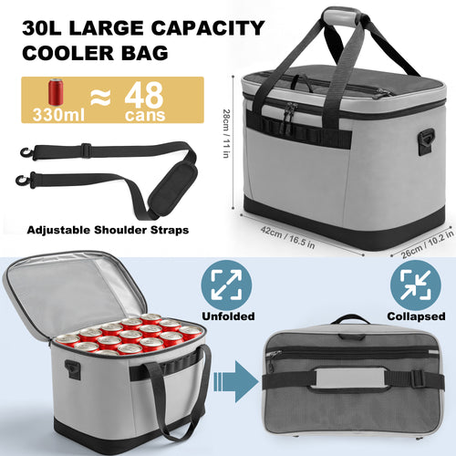 YOUNGOA 48-Can Insulated Cooler Bag 30L – Collapsible, Leakproof & Waterproof Soft Ice Chest