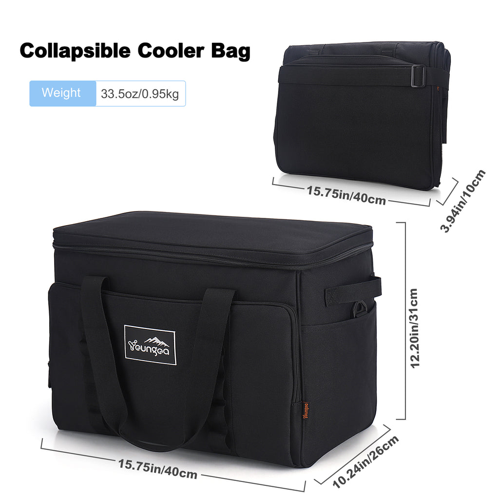 YOUNGOA Large 32L Insulated Soft Cooler Bag – Collapsible Ice Chest for 48 Cans, Portable Cooler for Beach, Camping & Travel