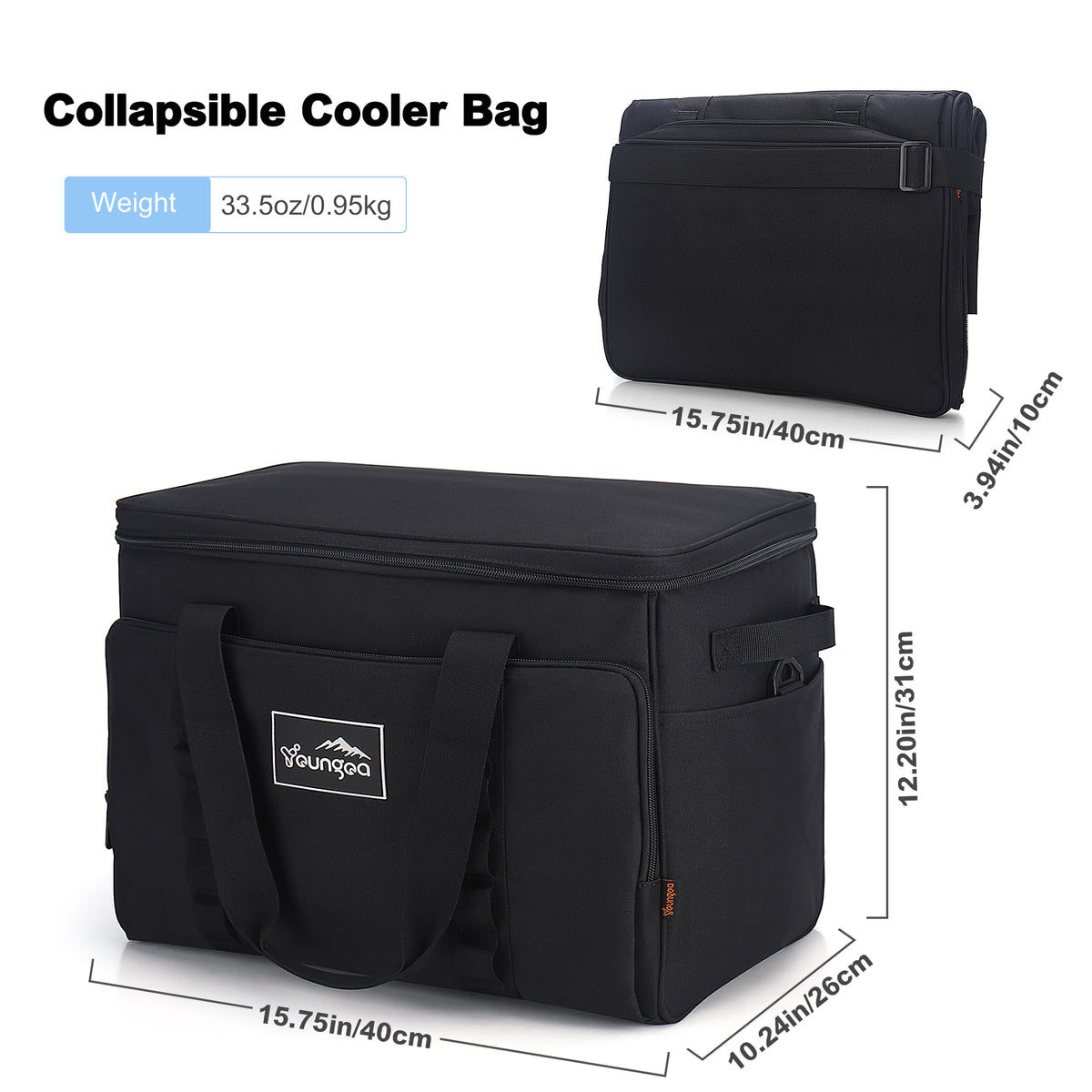 YOUNGOA Large 32L Insulated Soft Cooler Bag – Collapsible Ice Chest for 48 Cans, Portable Cooler for Beach, Camping & Travel