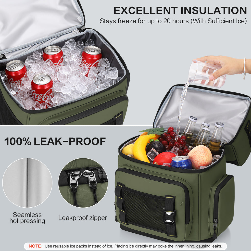 YOUNGOA 26L Insulated Cooler Backpack – 44-Can Leakproof Travel Backpack Cooler for Beach, Camping & Hiking