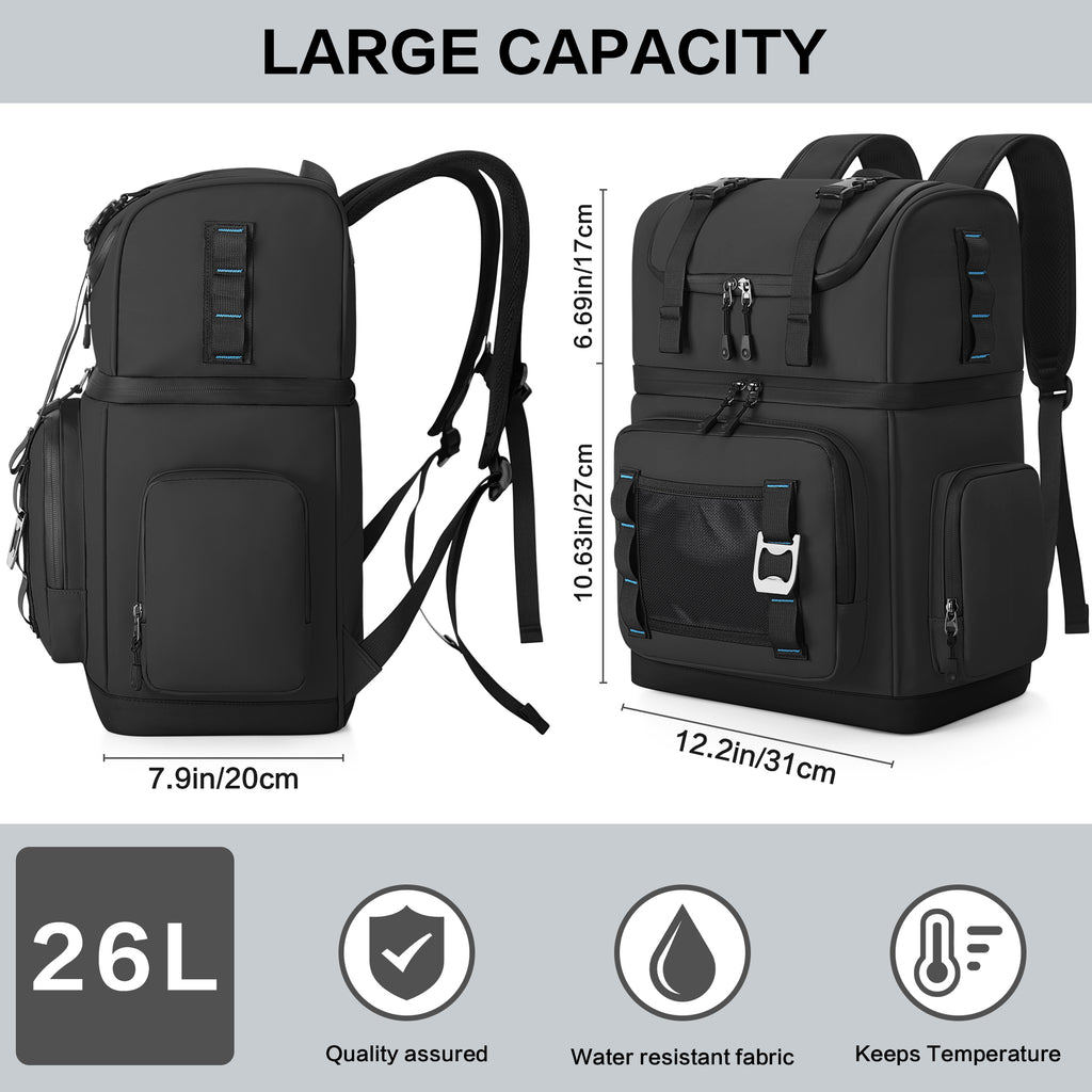YOUNGOA 26L Insulated Cooler Backpack – 44-Can Leakproof Travel Backpack Cooler for Beach, Camping & Hiking