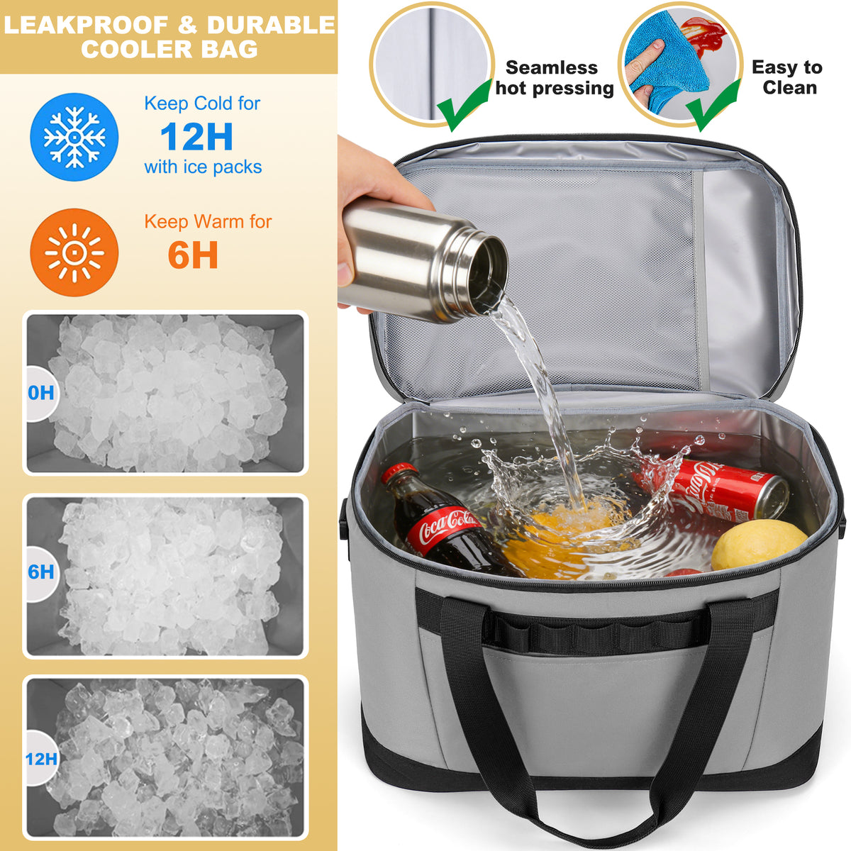 YOUNGOA 48-Can Insulated Cooler Bag 30L – Collapsible, Leakproof & Waterproof Soft Ice Chest