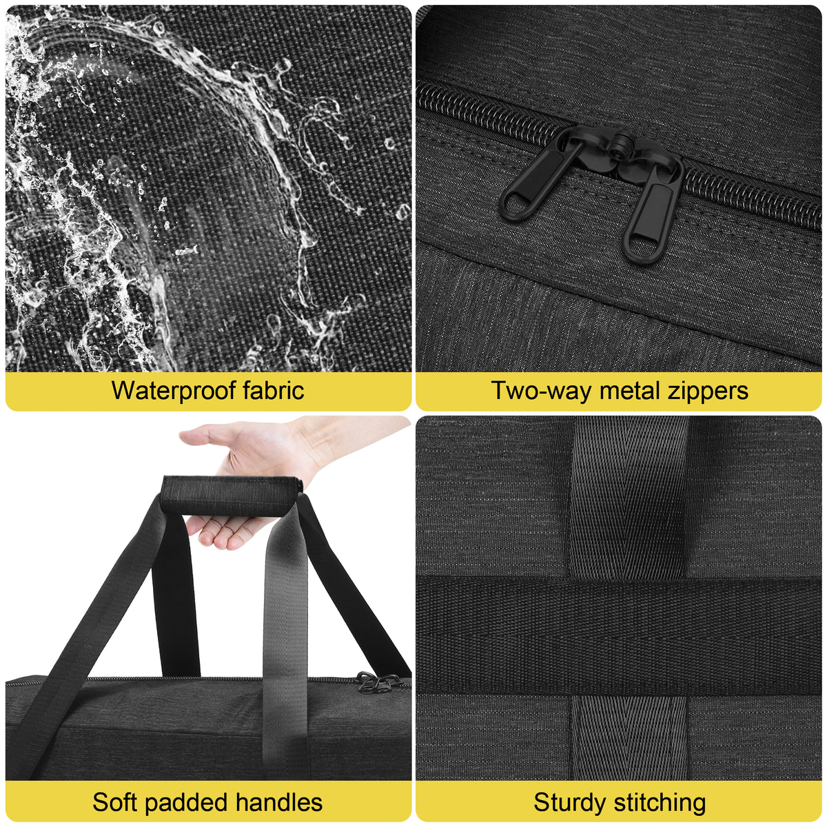 YOUNGOA Large Duffle Bag – Foldable Travel Luggage with Trolley Sleeve, Water-Resistant & Tear-Proof, Black