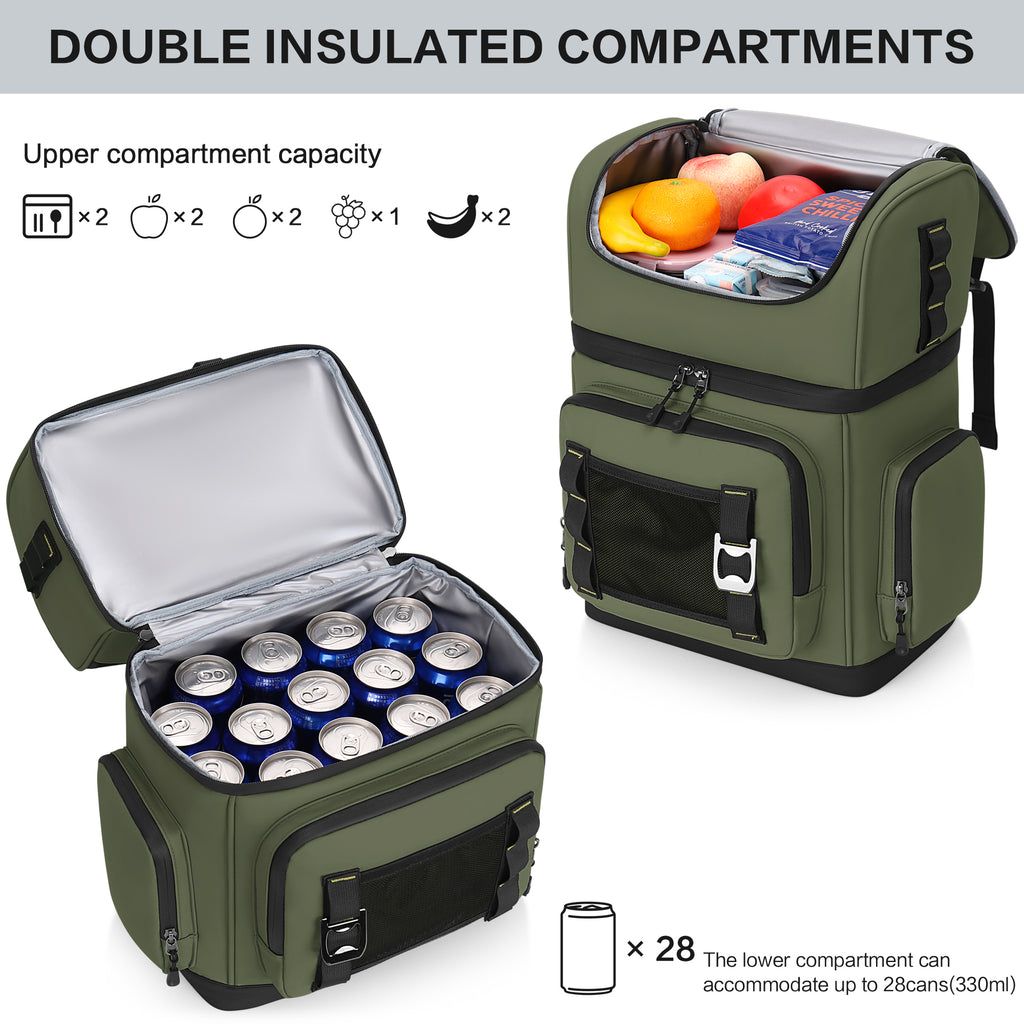 YOUNGOA 26L Insulated Cooler Backpack – 44-Can Leakproof Travel Backpack Cooler for Beach, Camping & Hiking