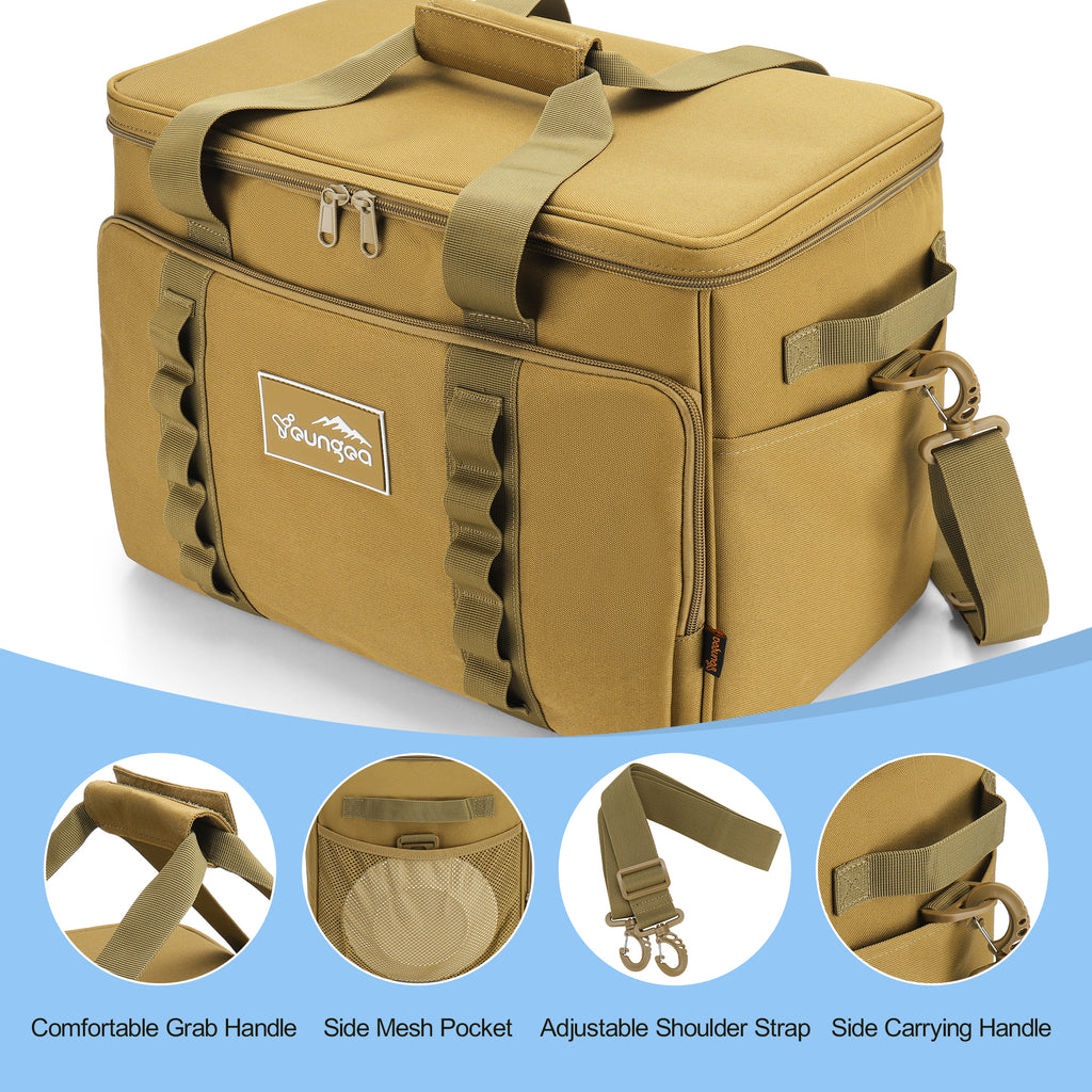 YOUNGOA Large 32L Insulated Soft Cooler Bag – Collapsible Ice Chest for 48 Cans, Portable Cooler for Beach, Camping & Travel
