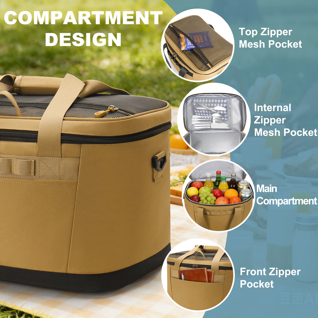 YOUNGOA 48-Can Insulated Cooler Bag 30L – Collapsible, Leakproof & Waterproof Soft Ice Chest