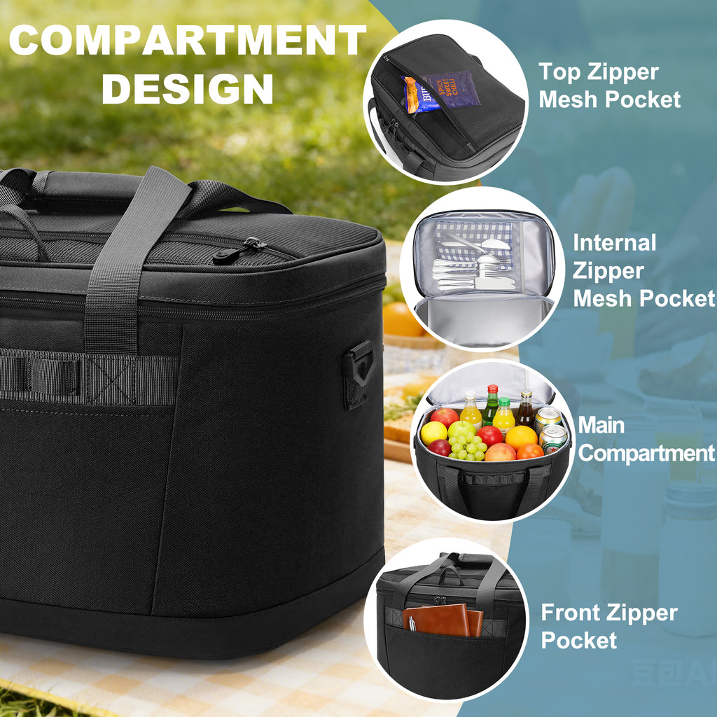 YOUNGOA 48-Can Insulated Cooler Bag 30L – Collapsible, Leakproof & Waterproof Soft Ice Chest