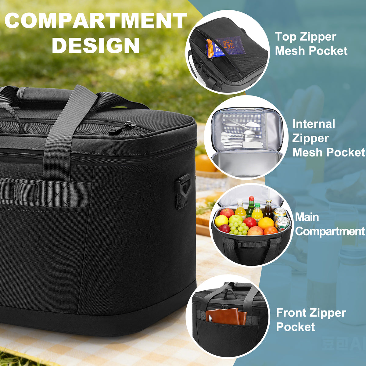 YOUNGOA 48-Can Insulated Cooler Bag 30L – Collapsible, Leakproof & Waterproof Soft Ice Chest