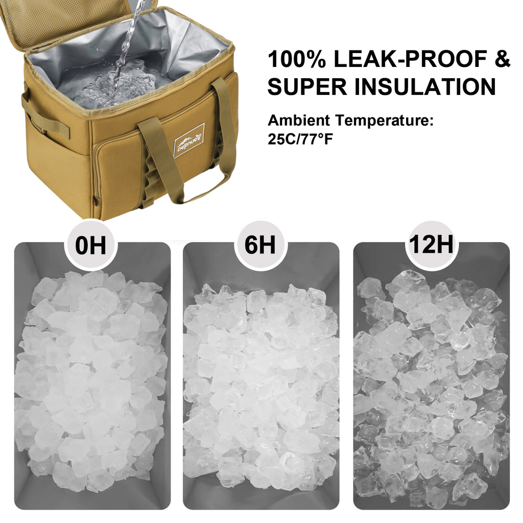 YOUNGOA Large 32L Insulated Soft Cooler Bag – Collapsible Ice Chest for 48 Cans, Portable Cooler for Beach, Camping & Travel