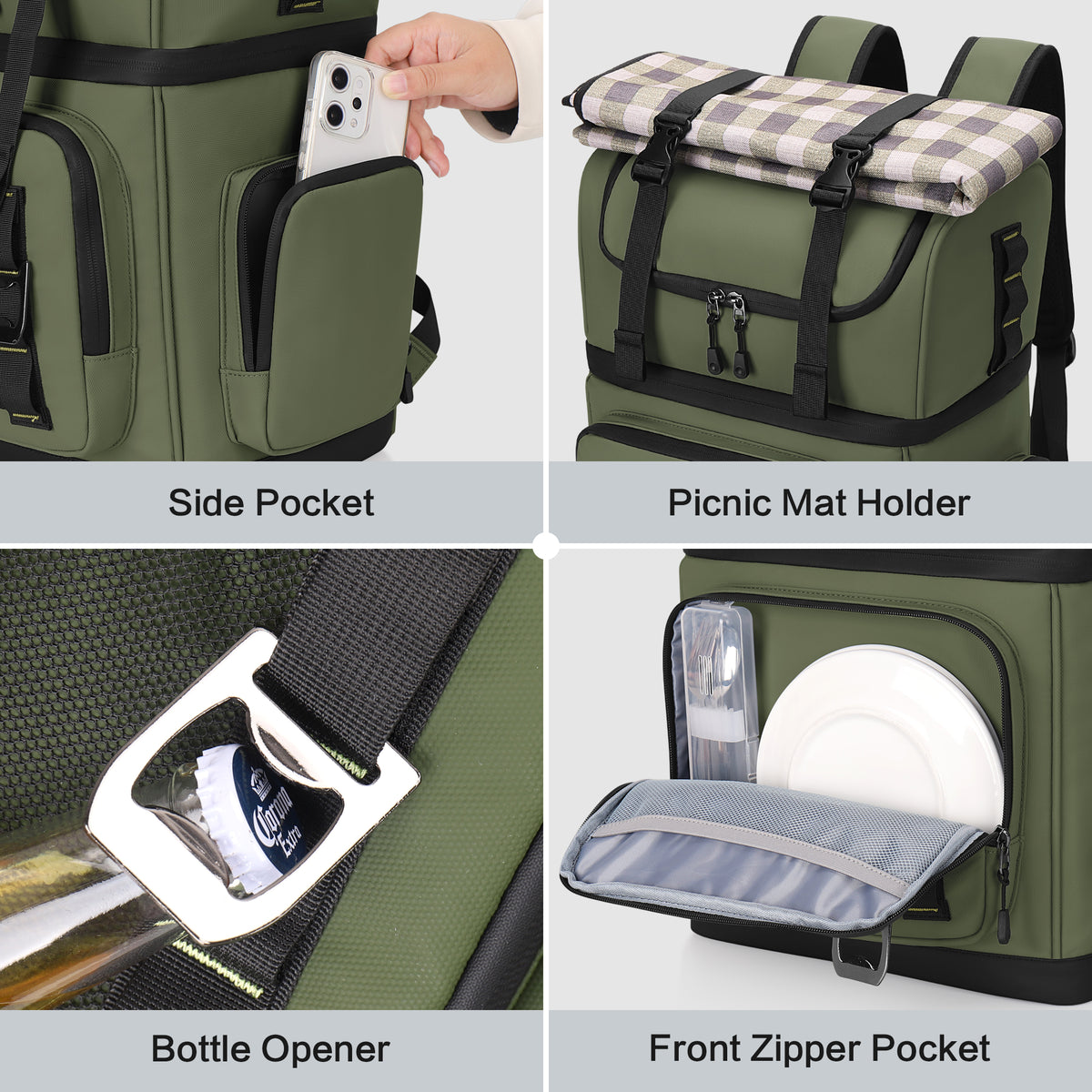 YOUNGOA 26L Insulated Cooler Backpack – 44-Can Leakproof Travel Backpack Cooler for Beach, Camping & Hiking