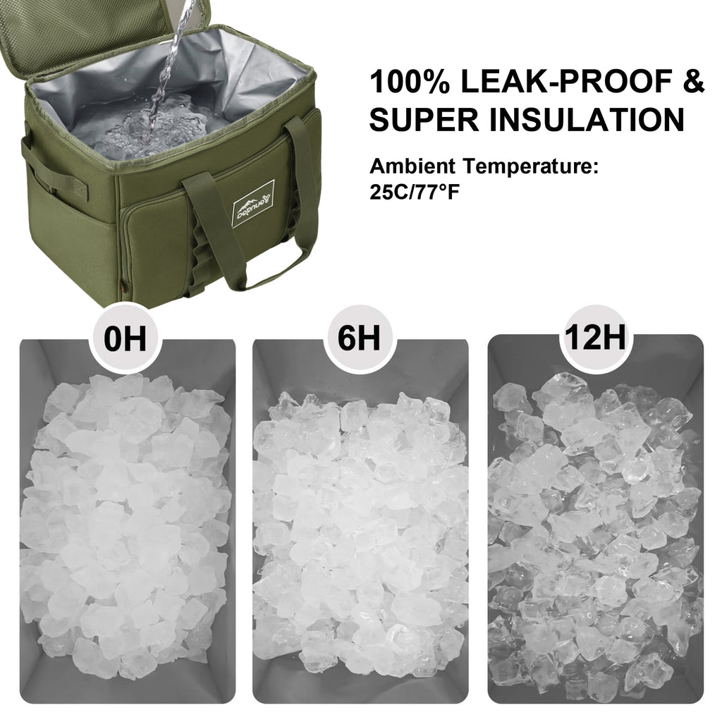 YOUNGOA Large 32L Insulated Soft Cooler Bag – Collapsible Ice Chest for 48 Cans, Portable Cooler for Beach, Camping & Travel