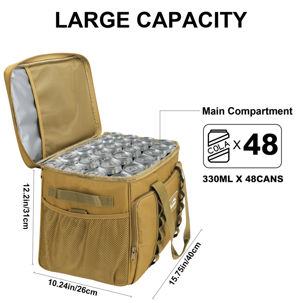 YOUNGOA Large 32L Insulated Soft Cooler Bag – Collapsible Ice Chest for 48 Cans, Portable Cooler for Beach, Camping & Travel