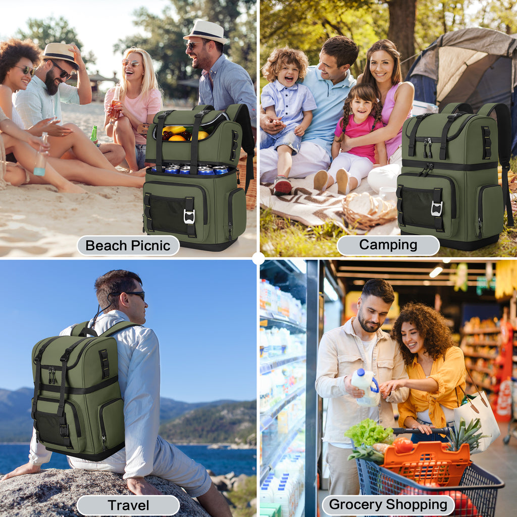 YOUNGOA 26L Insulated Cooler Backpack – 44-Can Leakproof Travel Backpack Cooler for Beach, Camping & Hiking