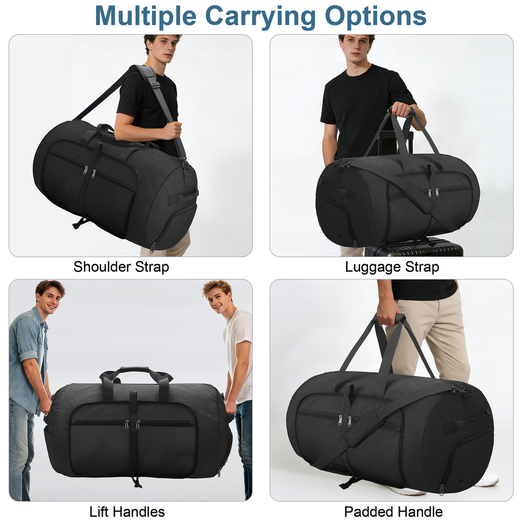 YOUNGOA Extra Large Foldable Travel Duffle Bag with Shoe Compartment – Waterproof & Lightweight