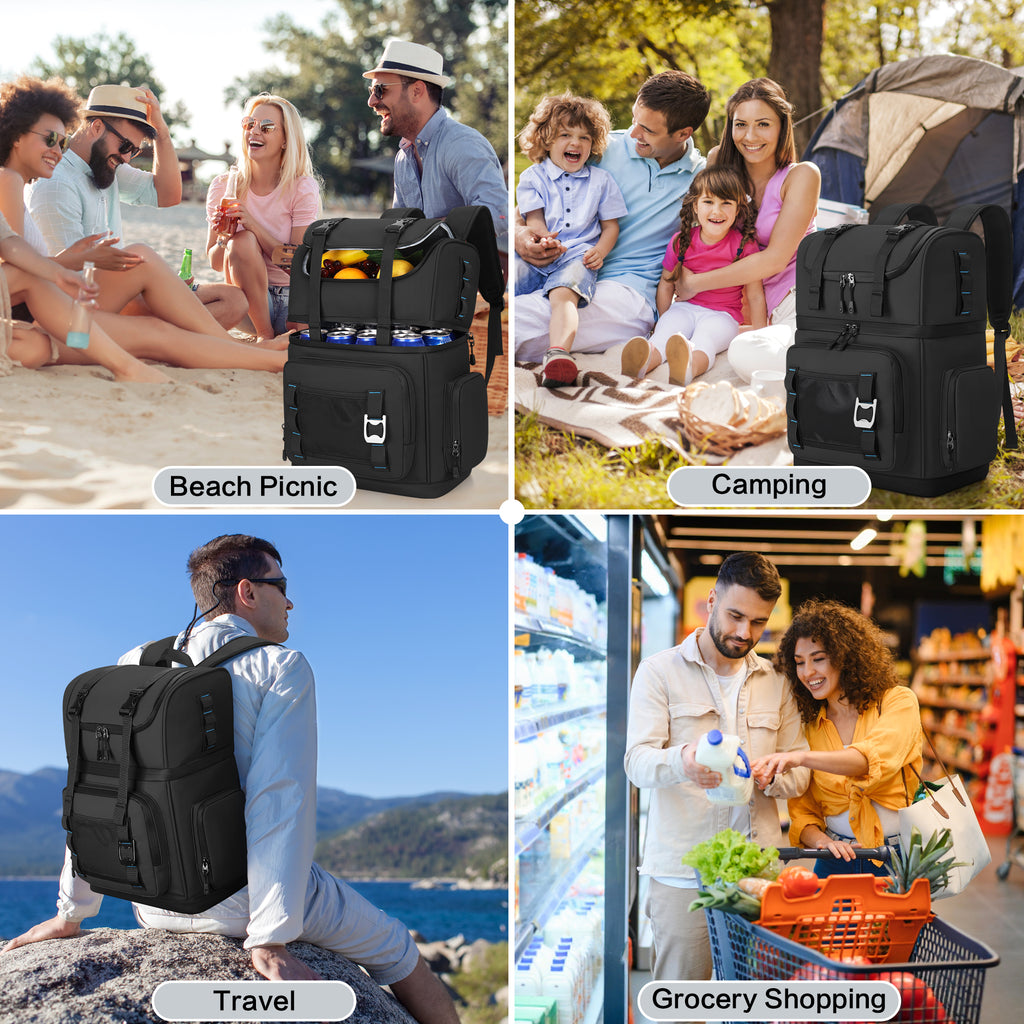 YOUNGOA 26L Insulated Cooler Backpack – 44-Can Leakproof Travel Backpack Cooler for Beach, Camping & Hiking