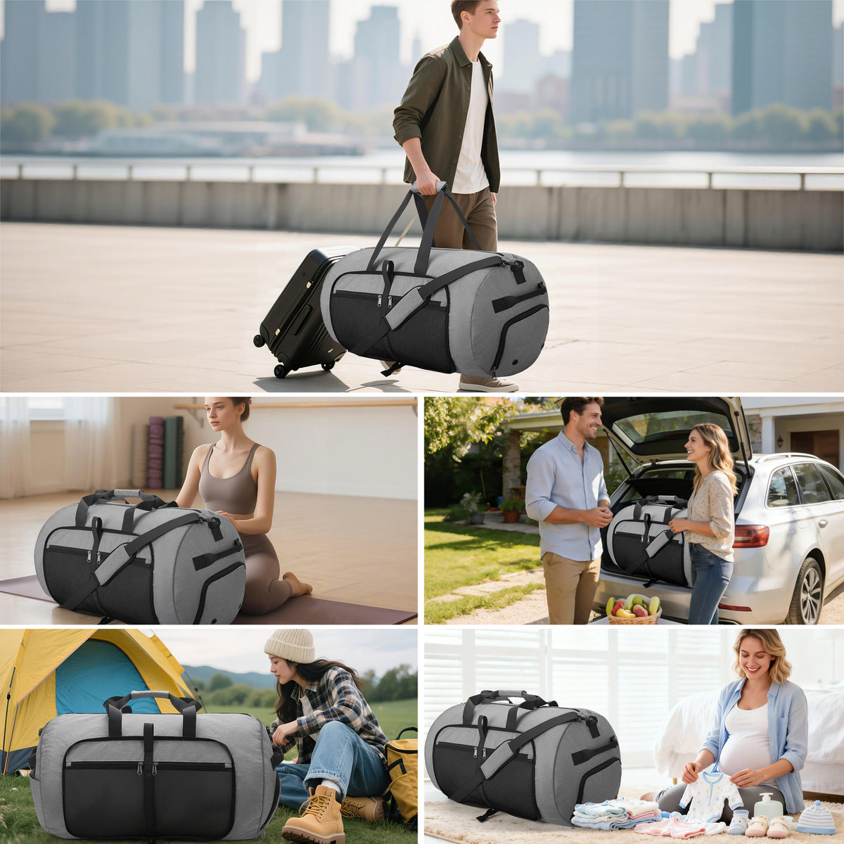 YOUNGOA Extra Large Foldable Travel Duffle Bag with Shoe Compartment – Waterproof & Lightweight