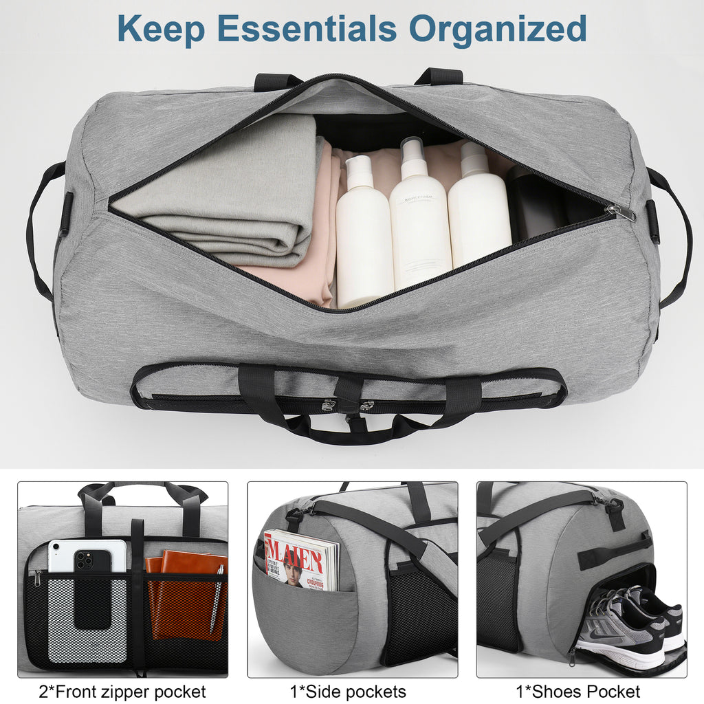 YOUNGOA Extra Large Foldable Travel Duffle Bag with Shoe Compartment – Waterproof & Lightweight