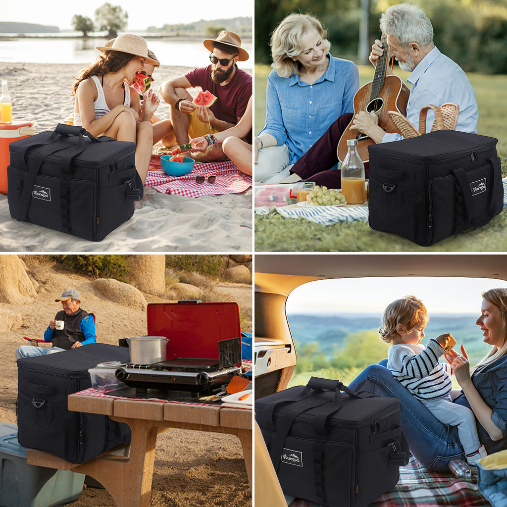 YOUNGOA Large 32L Insulated Soft Cooler Bag – Collapsible Ice Chest for 48 Cans, Portable Cooler for Beach, Camping & Travel