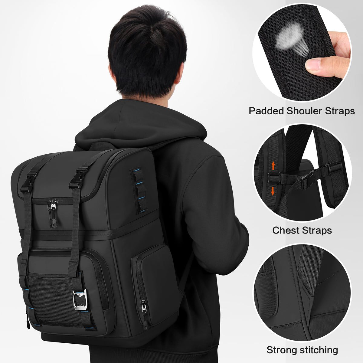 YOUNGOA 26L Insulated Cooler Backpack – 44-Can Leakproof Travel Backpack Cooler for Beach, Camping & Hiking